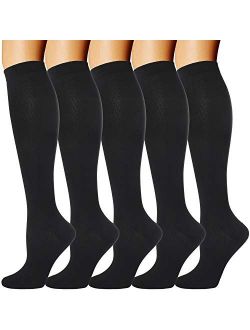 5 Pairs Compression Socks for Men Women 20-30 mmHg for Running Nurses Flight Pregnancy (Multicoloured, s)