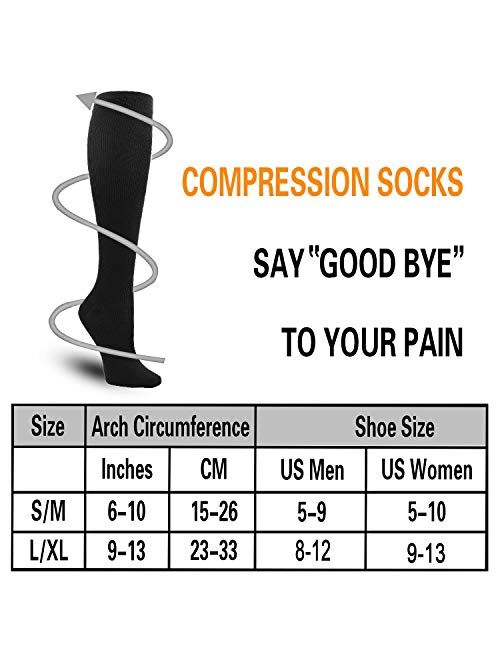 5 Pairs Compression Socks for Men Women 20-30 mmHg for Running Nurses Flight Pregnancy (Multicoloured, s)