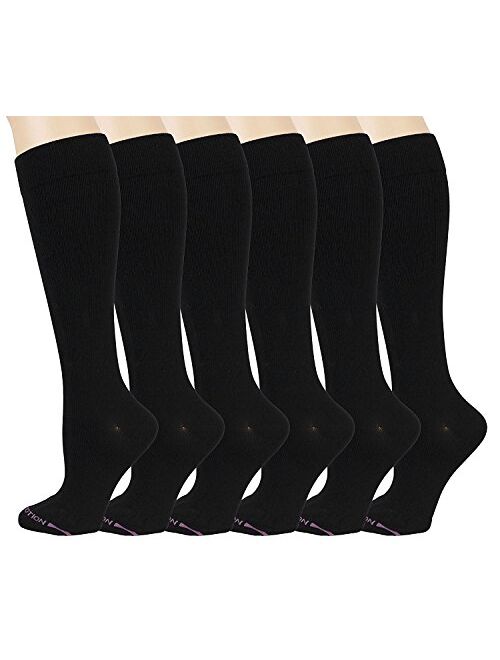 Dr Motion Ladies 6 Pair Pack Compression Socks (Assorted), Assorted, Size 9.0