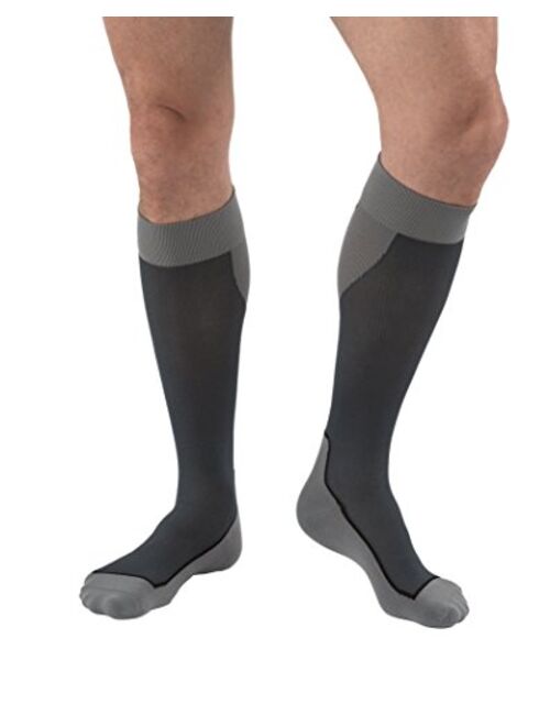 JOBST Sport Knee High 20-30 mmHg Compression Socks, Black/Cool Black, Large