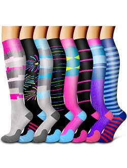 Compression Socks For Women& Men circulation(8 Pairs),Stockings-Best for Running,Sports,Hiking,Flight travel,Pregnancy