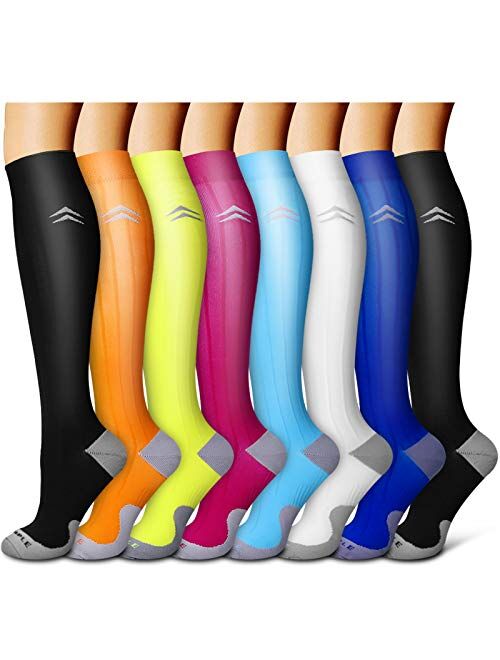 Compression Socks For Women& Men circulation(8 Pairs),Stockings-Best for Running,Sports,Hiking,Flight travel,Pregnancy