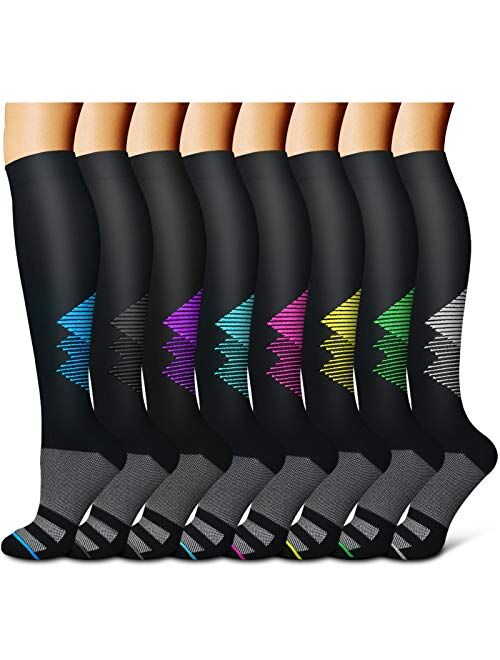 Compression Socks For Women& Men circulation(8 Pairs),Stockings-Best for Running,Sports,Hiking,Flight travel,Pregnancy