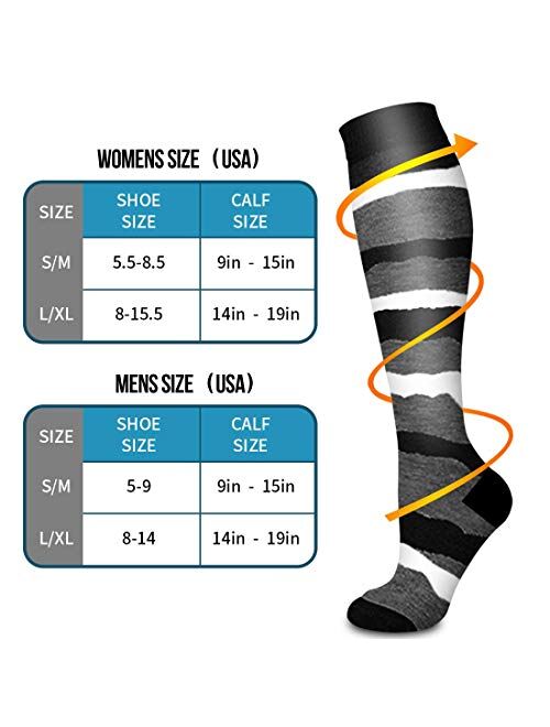 Copper Compression Socks Women & Men 15-20mmhg-Best for Running,Cycling,Sports,Travel,Hiking and Pregnancy