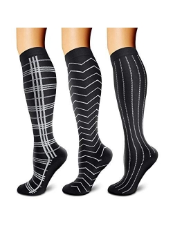 Copper Compression Socks (3 Pairs) 15-20 mmHg Circulation is Best Athletic & Daily for Men & Women, Running, Climbing