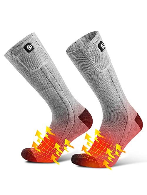 SAVIOR HEAT Upgraded Heated Socks for Men Women, Rechargeable Electric Battery Powered Heating Socks with Temperature Controller Winter Thermal Camping Foot Warmer for Cy