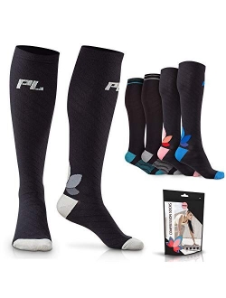 Powerlix Compression Socks for Women & Men (Pair) for Circulation, Neuropathy, Swelling & Pain Relief, 20-30 mmHg Medical Knee-High Stockings Support for Pregnancy, Mater