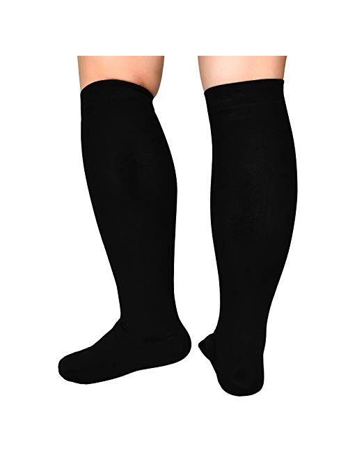 Extra Wide Calf Compression Socks Women Men 20-32mmHg Knee High Plus Size