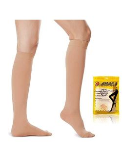 Ailaka 20-30 mmHg Knee High Closed Toe Compression Calf Socks for Women and Men, Firm Support Graduated Varicose Veins Hosiery, Travel, Nurses, Pregnancy, Recovery