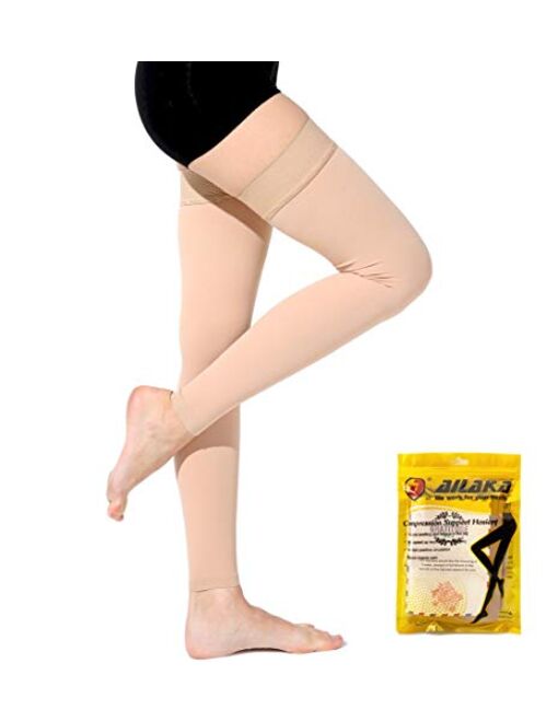 Ailaka 20-30 mmHg Compression Stockings for Women& Men, Thigh High Footless Varicose Veins Leg Sleeves