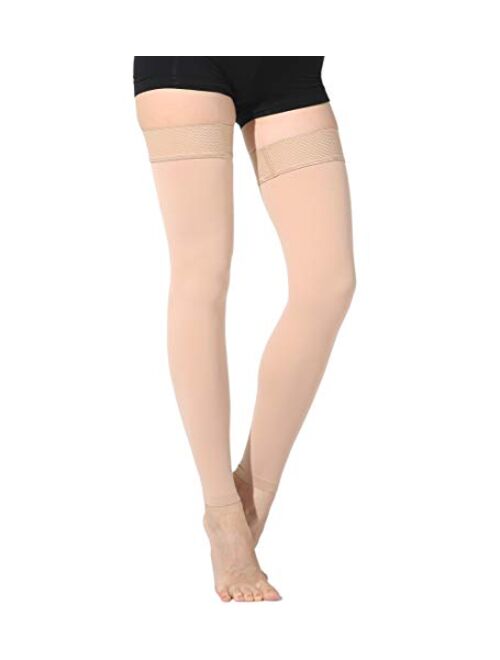 Ailaka 20-30 mmHg Compression Stockings for Women& Men, Thigh High Footless Varicose Veins Leg Sleeves