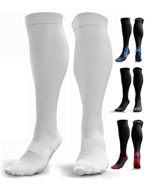 Compression Socks for Men & Women - Anti DVT Varicose Vein Stockings - Running - Shin Splints Calf Support - Flight Travel - XXL