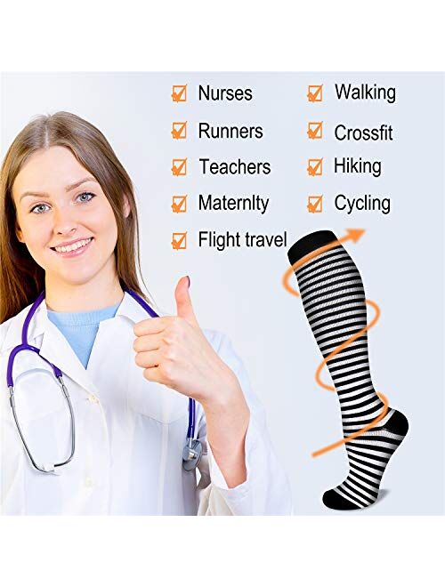 Compression Socks for Women & Men 15-20 mmHg, Best Medical, Nursing, for Running, Athletic, Varicose Veins, Travel