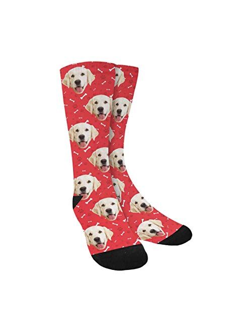 Custom Photo Pet Face Socks, Personalized Colorful Crew Socks for Men Women