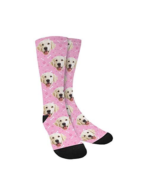 Custom Photo Pet Face Socks, Personalized Colorful Crew Socks for Men Women