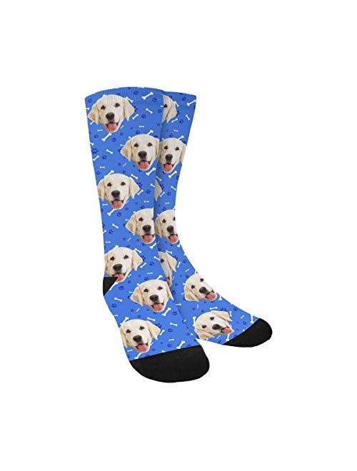 Custom Photo Pet Face Socks, Personalized Colorful Crew Socks for Men Women