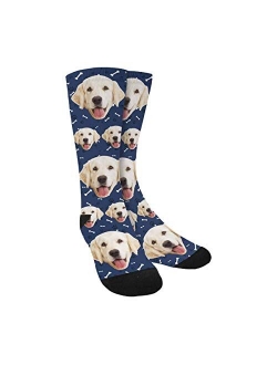 Custom Face Socks for Men and Women, I Love My Dog Cute Paw Animal Face Socks