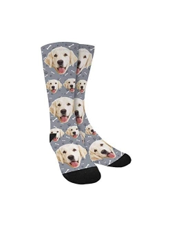 Custom Face Socks for Men and Women, I Love My Dog Cute Paw Animal Face Socks