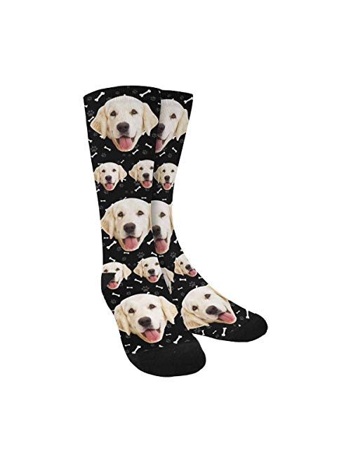 Custom Face Socks for Men and Women, I Love My Dog Cute Paw Animal Face Socks