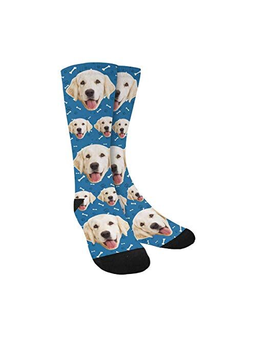 Custom Face Socks for Men and Women, I Love My Dog Cute Paw Animal Face Socks