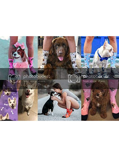 Custom Socks with Faces Dog Paws and Bones Personalized Printed Photo Crew Socks Watermelon Red