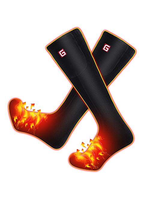 Spring Heated Socks Electric Rechargeable Battery Heated Socks Kit for Men Women 3 Heating Settings Thermal Sock Winter Cotton Warm Heated Socks for Outdoor Hiking Climbi