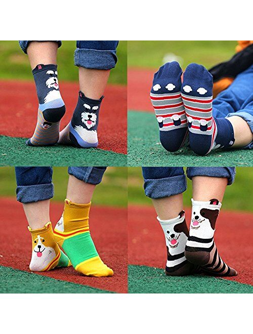 Womens Cat Dog Socks Cute Animal Cotton Ankle Sock Funny Colorful Novelty Sox Women Gift 5/10 Pairs