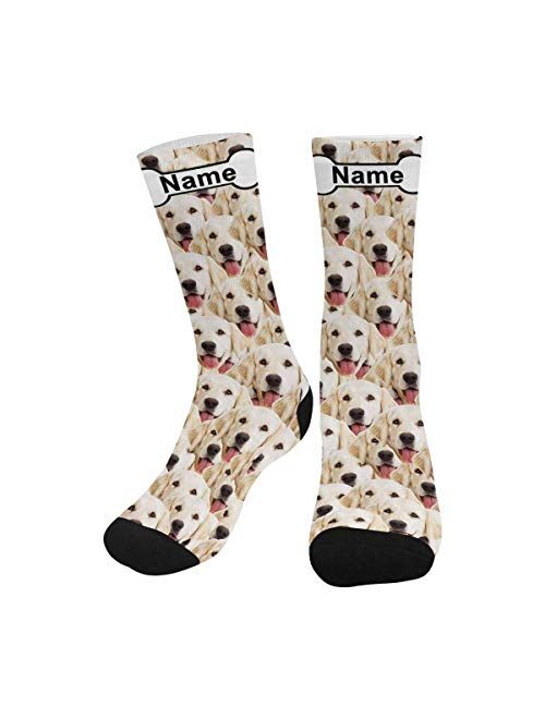 Custom Personalized Socks Multi Face Bone Pet Name Crew Socks for Men Women