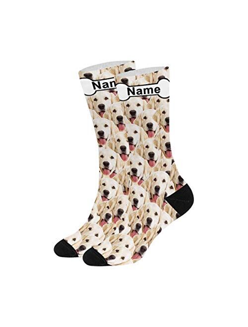 Custom Personalized Socks Multi Face Bone Pet Name Crew Socks for Men Women