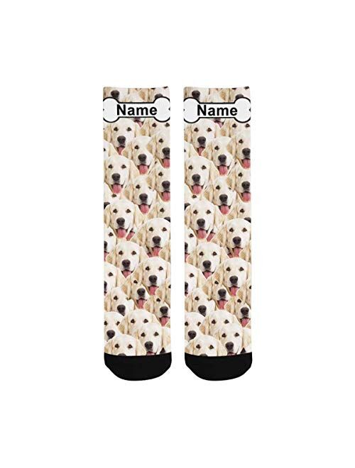 Custom Personalized Socks Multi Face Bone Pet Name Crew Socks for Men Women