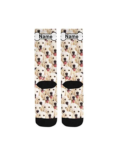 Custom Personalized Socks Multi Face Bone Pet Name Crew Socks for Men Women