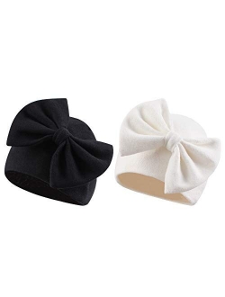 Newborn Baby Girl Hat Cotton Baby Bow Beanie Spring Infant Hats for Girls 0-6Months