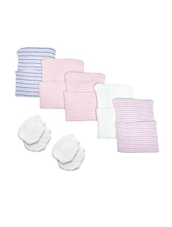 Nurses Choice 5 Piece Hospital Hat & Mitten Set for Newborn Baby (Girl)