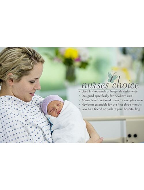 Nurses Choice 5 Piece Hospital Hat & Mitten Set for Newborn Baby (Girl)