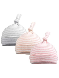 Original Cotton Newborn Beanies Striped Cute Baby Hat for Boys Girls Bear Ears Infant Beanie 2-Pack