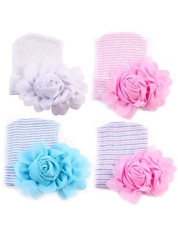 upeilxd Newborn Hospital Hat Infant Baby Hat Caps with Bow Soft Cute Nursery Beanie Hat