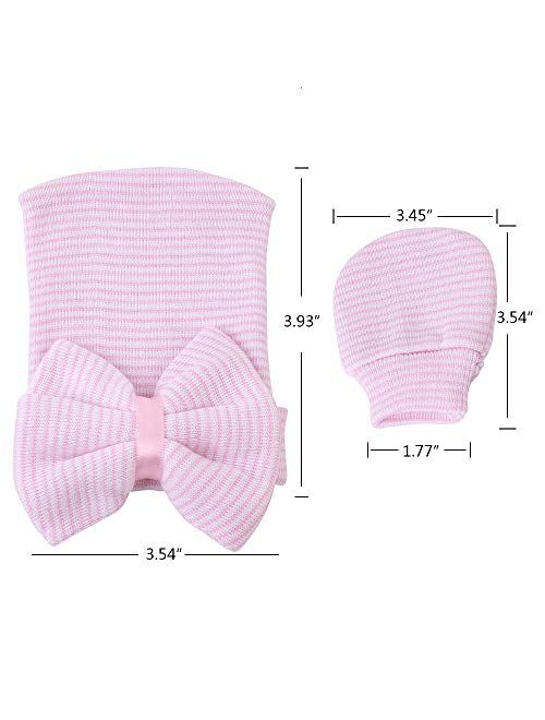 upeilxd Newborn Hospital Hat Infant Baby Hat Caps with Bow Soft Cute Nursery Beanie Hat