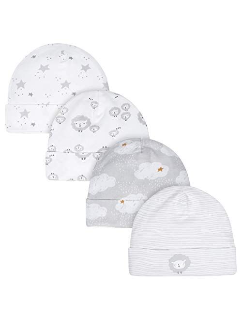 Gerber Baby Girls' 4-Pack Caps