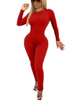 GOKATOSAU Women's Sexy Bodycon Outfits Long Sleeve Casual Club Party Jumpsuits