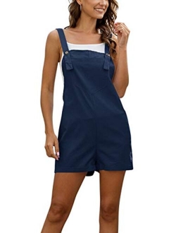 PAODIKUAI Women's Summer Cotton Linen Sleeveless Shorts Rompers Overalls Jumpersuit Pant