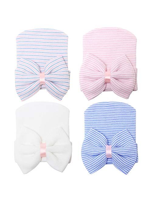 Sarfel Newborn Hats for Girls Hospital Hat Baby Girl Bows and Headbands Infant Beanie Nursery Caps