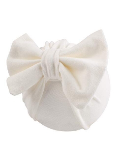 Pesaat 2 Pack Autumn Newborn Hospital Hat Baby Girl Bow Beanie Spring Cotton Baby Hats for Infant Girls 0-6M