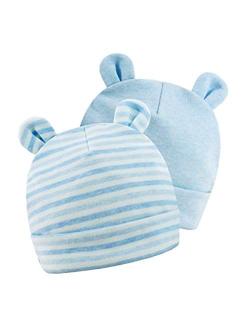 Newborn Hats Baby Boys Girls Beanies Caps 0-6 Months Girls 100% Cotton Unisex 2 Pack