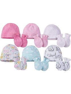 Onesies Brand Baby Girls' 12-Piece Cap and Mitten Set