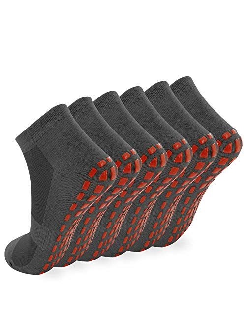 NOVAYARD 6 Pairs Non Slip Grip Socks Yoga Pilates Hospital Socks Sticky Grippers for Men Women