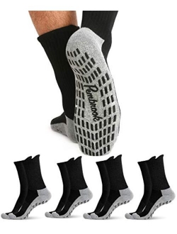 Non Skid Crew Socks - (4 Pairs) - Anti Slip Socks for Barre Yoga Pilates Maternity Pregnancy Hospital Adults Men Women