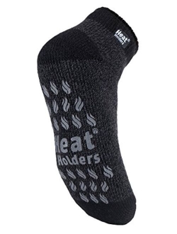 Heat Holders - Mens Non Skid Low Cut Thermal Ankle Slipper Socks with Grippers