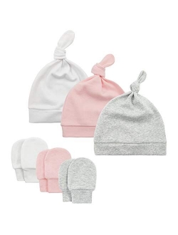 Durio Newborn Baby Hat Mittens Soft Baby Hat and Mittens Set Cute Baby Mittens 0-6 Months Hat Mittens for Baby Girls Boy