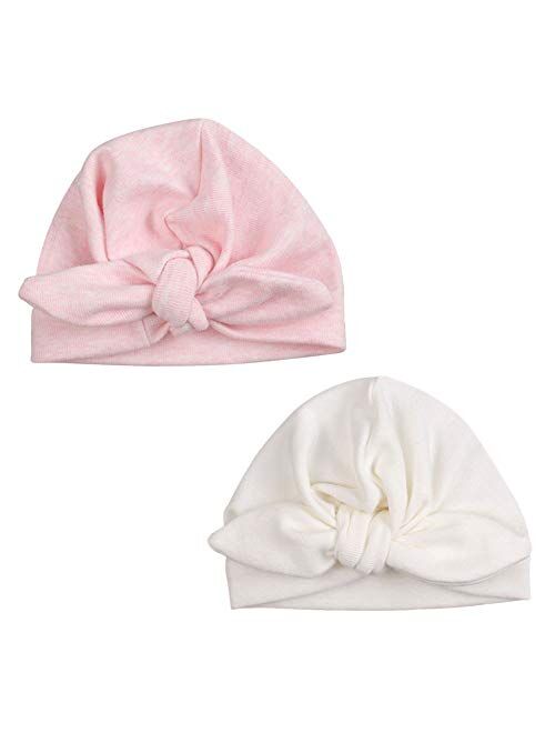 JANGANNSA Cute Bow Newborn Hat Cotton Infant Girls Beanie Hat Spring Autumn