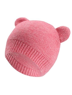 ASUGOS Baby Girls Winter Hats Infant Winter Beanie Baby Boys Knit Caps with Cute Bear Ears 3-6 Months 6-12 Months